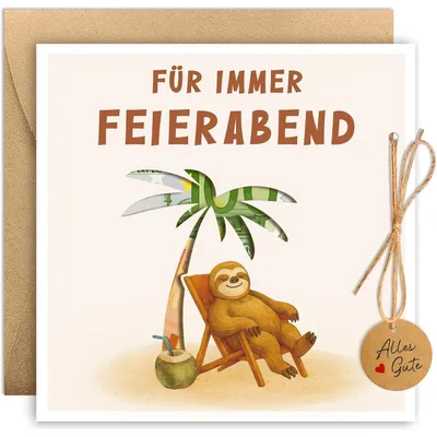 Productafbeelding van Geldcadeaukaart voor pensionering, met envelop, humoristisch ontwerp van een luiaard, afscheidscadeau voor collega (vrouw of man)