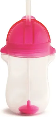 Obrázok produktu pre Munchkin MUNCHKIN gertuvė su šiaudeliu ir svareliu, rožinės spalvos, 12mėn+, 296ml, 01246201