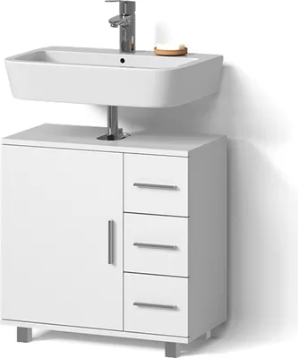 Image de Meuble sous vasque simple Livinity Eisak Blanc 60x60cm, Model 52507