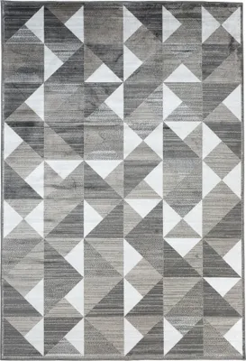 Produktbild von Teppich Wohnzimmer Schlafzimmer Kurzflor Klassisch Design Grau Schwarz Vintage 185 x 275 cm