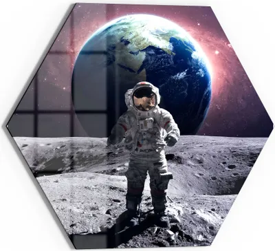 Produktbild von DEQORI Magnettafel Glas 40x35 cm 6-eckig 'Mondspaziergang' beschreibbar Whiteboard
