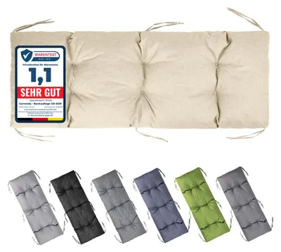 Produktbild von Garronda Bankauflage 140x50 cm ca. 10 cm dick Sitzkissen Outdoor für Gartenbank und Hollywoodschaukel Polster Auflage für Sitzbank wasserabweisend UV-beständig mit Bändern GD-0219 Cappuccino