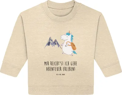 Produktbild von Mr. & Mrs. Panda Organic Baby Pullover Einhorn Bergsteiger 24. - 36. Monat - Natural Raw - Geschenk, Berge, Urlaub, Bullover, Weltreise, Einhörner, Unicorn