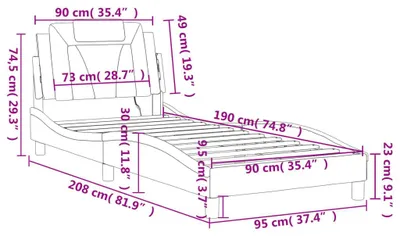 Zdjęcie produktu dla VidaXL 3213993, Biały, 95 cm, 2,08 m, 74,5 cm, 900 x 1900 mm, 1 szt.