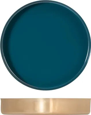 Obrázok produktu pre H&h okrúhly podnos z nehrdzavejúcej ocele modro-zelený 26 cm