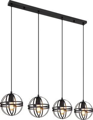 Produktbild von Globo Lighting Hängeleuchte Metall schwarz matt, 4x E27