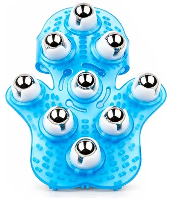 Produktbild von Handmassagegerät, Körpermassage-Roller mit 9 Edelstahlkugeln, Handform, für Rücken, Nacken, Beine und Schultern