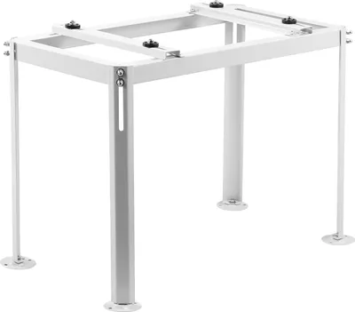A white metal stand for an air conditioning unit, shown against a white background.