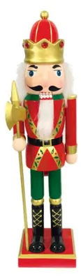 Obrázek produktu pro ACA Osvětlený král louskáčků, zelený a červený, se sekerou, 30 cm, X023009