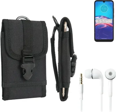 Produktbild von K-S-Trade Holster Schutz Hülle kompatibel mit Motorola Moto E6i Gürteltasche Handy Hülle Tasche outdoor Seitentasche schwarz 1x + Kopfhörer