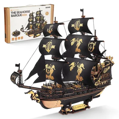 Produktbild von 3D Holzpuzzle Modellbau Boot Holzbausatz Die Seahorse Barque MCB02