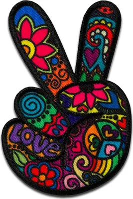 Obrázek produktu pro Hippie Peace Love Liebe - nášivka, nažehlovací nášivka, nášivka, nášivky, k nažehlení, velikost: 6,8 x 4,5 cm