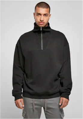 Produktbild von Urban Classics Herren Troyer Pullover Schwarz S mit halbem Reißverschluss