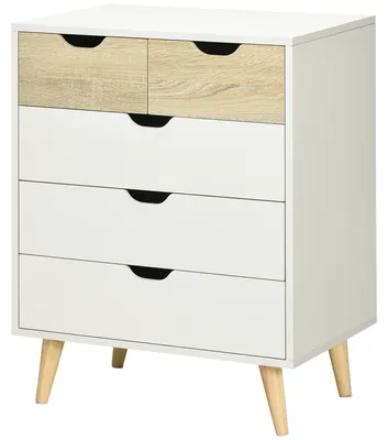 Produktbild von HOMCOM Kommode mit 5 Schubladen Schubladenschrank Sideboard Beistellschrank Weiß