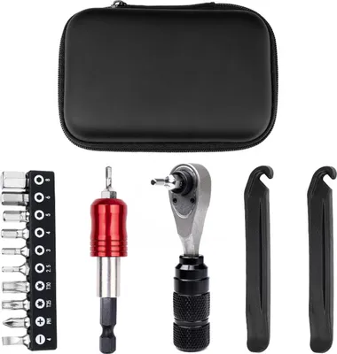 Image de Dilwe Kit d'outils de réparation de pneus de vélo Clé à cliquet 72 dents, Kit multifonctionnel portable avec forte adsorption magnétisée, poignée non glissante, mécanisme de fixation double, (Tool1)