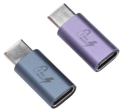 Obrázok produktu pre 2 ks USB-C na USB-C blokátor dát – ochrana proti „juice jackingu“ a hackovaniu; blokátor USB dát určený výhradne na bezpečné nabíjanie