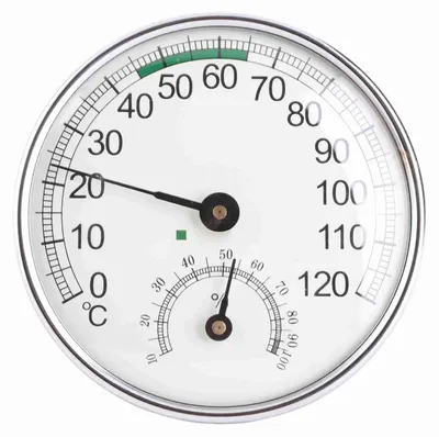 Produktbild von Thermo-Hygrometer, 2-in-1, 0–120 °C, Saunaraum-Thermometer, hohe Genauigkeit, klare Skala, mechanisches Innenmessgerät