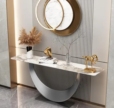 Image de Consoles Designer Luxe Moderne Table Console Acier Inoxydable Design Argenté