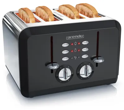 Zdjęcie produktu dla Arendo - Automatyczny toster na 4 kromki ze stali nierdzewnej - do 4 kromek na kanapki i tosty - stopień przyrumienienia 1-6 - funkcja odgrzewania i rozmrażania - tacka na okruchy - 1630 W - certyfikat GS