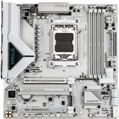 Produktbild von GIGABYTE B850M EAGLE WIFI6E Mainboard - AMD Ryzen 9000 Serie CPUs, 8+2+2 Phasen Digital-VRM, bis zu 8200MHz DDR5 (OC), 1xPCIe 5.0 + 1xPCIe 4.0 M.2, Wi-Fi 6E, 2.5GbE LAN, USB 3.2 Gen 2, AMD, Sockel AM5, AMD Ryzen 7000 Series, AMD Ryzen 8000 Series, AMD Ryzen 9000 Series, Sockel AM5, DDR5-SDRAM, 256 GB