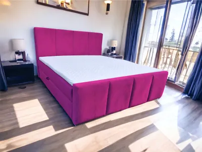 Produktbild von Boxspringbett OSLO II 180 x 200 cm Amor Velvet 16 Dunkelrosa Bett mit zwei Bettkästen und H2 Matratze,Komplett-Set mit Matratze und Topper