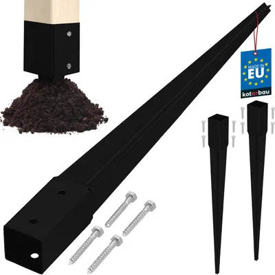 Obrázek produktu pro KOTARBAU® 2 ks. Podpěra sloupku pro zatloukání 46x46x600mm Pozinkovaná práškově lakovaná ocel Zatloukací pouzdro Zemní kotva Zatloukací pouzdro do země Zahradní plot Zemní hrot Zemní kotva Zatloukací pouzdro Dřevěný sloupek