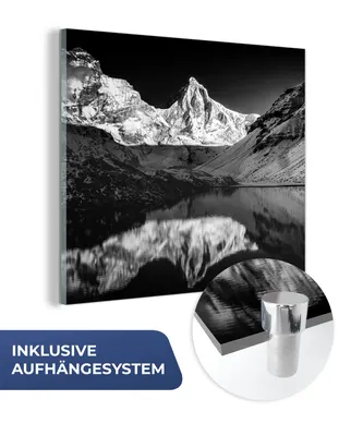 Obrázok produktu pre MuchoWow® Sklenené obrazy - Obrazy na stenu - Foto na skle Kedartal čiernobiela tlač fotografií 90x90cm Nástenná dekorácia zo skla - akrylový sklenený obraz -