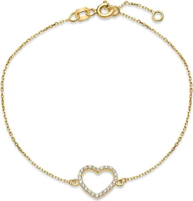 Produktbild von Herzarmband für Damen von JEWLIX aus 9K Gold mit Zirkonia