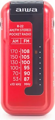 Imagen del producto de Aiwa R-22RD, Personal, Analógico, AM, FM, Analógico, 3,5 mm, Rojo