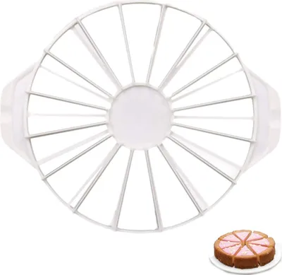 Produktbild von Tortenteiler, runder Tortenteiler, Tortenschneider, Tortenteiler, verstellbarer Tortenteiler aus Kunststoff zum Schneiden von 14/16 gleich großen Tortenstücken, Küchen-Kuchen-Gadget, weiß, 1 Stück