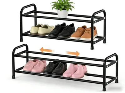 Immagine prodotto di Omgoods - Porta scarpe a 2 ripiani, regolabile da 42 a 78 cm