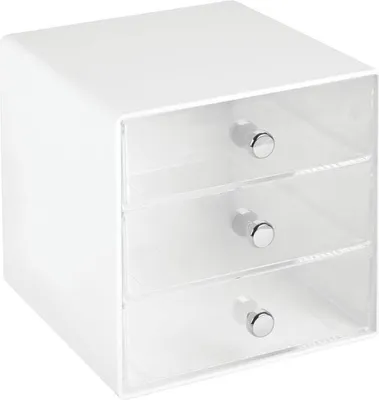 Produktbild von Organizer Schubladenbox Aufbewahrungsbox 3 Schubladen mDesign transparent/weiß