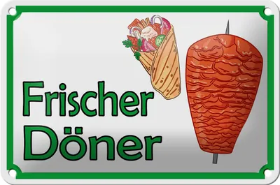 Produktbild von Blechschild Hinweis 18x12cm frischer Döner Restaurant