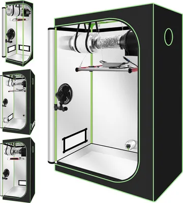 Produktbild von Peviasot Growbox Komplettset,Indoor Gewächshaus mit 240W LED Vollspektrum Dimmbar, Carbon-Filter, Ventilator, Anzuchtzelt, Zuchtzelt,120x60x180