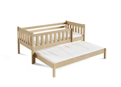 Produktbild von Masseno Kinderbett STELLA 80x160 cm mit Rausfallschutz, Doppelbett für Mädchen und Jungs, Kiefernholz