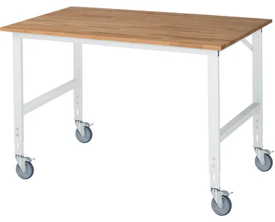 Produktbild von RAU Arbeitstisch 1500x1000x910-1230 fahrbar B-Platte 25mm l.gr