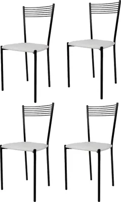 Immagine prodotto di t m c s Tommychairs - Set di 4 sedie moderne ELEGANCE per cucina e sala da pranzo, struttura robusta in acciaio laccato, colore nero, sedile imbottito rivestito in Pelle finta bianca