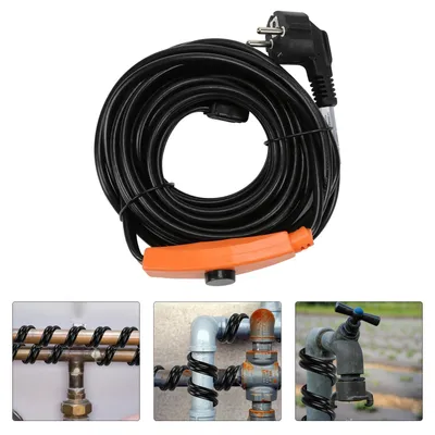 Obrázek produktu pro Topný kabel Peviasot, 8 metrů, 128 W, 16 W/m, IP68, topná páska s termostatem, ochrana proti zamrzání pro vodovodní potrubí, pro použití v interiéru i exteriéru