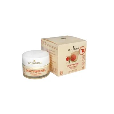 A jar of face cream and its packaging are shown against a white background.
