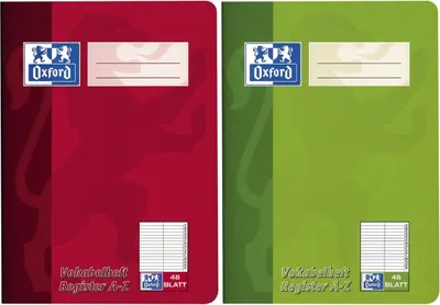 Zdjęcie produktu dla Oxford 100302812 Vokabelheft - A5, 48 Blatt, liniert, Mittelstrich mit Register A-Z