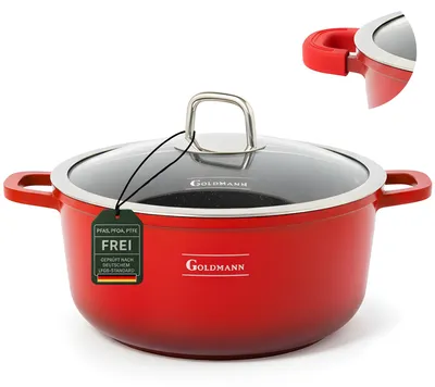 Obrázok produktu pre Hrnec, priemer 28 cm (objem 6,5 l), s nepriľnavým povrchom, vhodný na indukciu a s pokrievkou