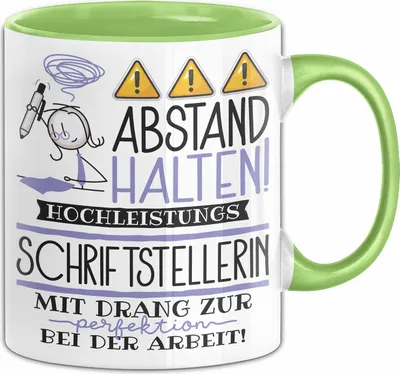 Produktbild von Schriftstellerin Tasse Geschenk Lustig Abstand Halten Hochleistungs-Schriftstellerin Mit Drang Zur Perfektion Bei Der Arbeit (Grün)