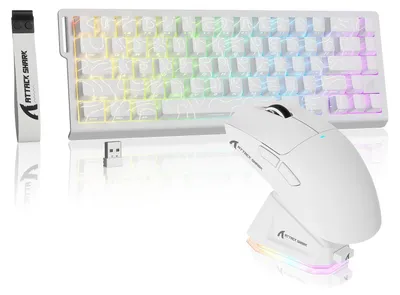 Productafbeelding van Draadloos toetsenbord en muis set, wit, gaming toetsenbord, Bluetooth en USB
