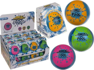 A display of multiple pool balls in packaging and out of packaging, with a focus on the product.