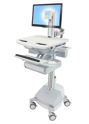 Immagine prodotto di Carrello Ergotron per display LCD/apparecchiature PC - medicale - alluminio, acciaio zincato, plastica di alta qualità - grigio, bianco, alluminio lucido - dimensioni dello schermo: fino a 61 cm (fino a 24 pollici)