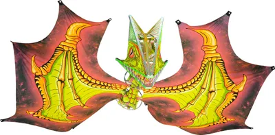 Produktbild von PSYWORK Schwarzlicht StringArt Drache Elasthan Flügel Dragon Temple Green, 6m UV-aktiv Neonparty