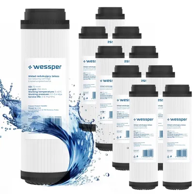 Produktbild von Wessper 10er Set 10-Zoll Wasserfilterkartuschen – Aktivkohle, Entkalkung & Ent-Eisenung