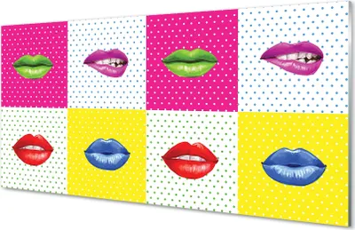 Produktbild von Glasbilder 120x60 Wandkunst bunte Lippen