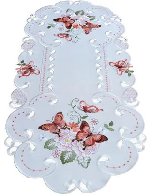 Immagine prodotto di Runner da tavola ricamo motivo farfalle ovale 40x90 cm