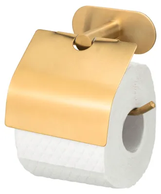 Produktbild von WENKO Turbo-Loc® Toilettenpapierhalter mit Deckel Mod. Orea Gold Matt, Befestigen ohne bohren